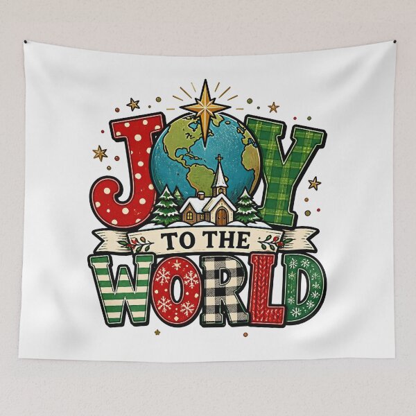 Item preview, Joy to the World Mixed Pattern Typography Christmas Design designed and sold by KristenosNehk.