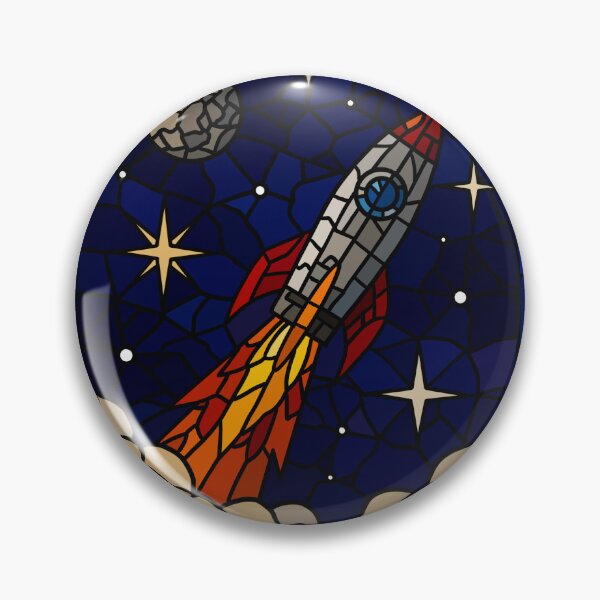 Item preview, Stained glass space scene rocket designed and sold by Sticker32123.
