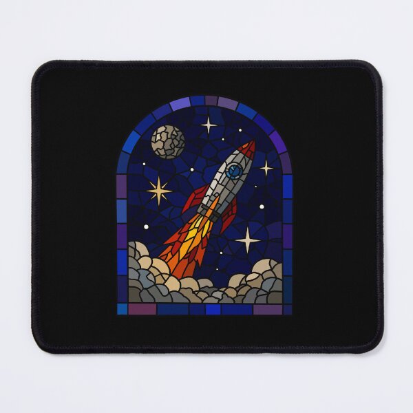 Item preview, Stained glass space scene rocket designed and sold by Sticker32123.