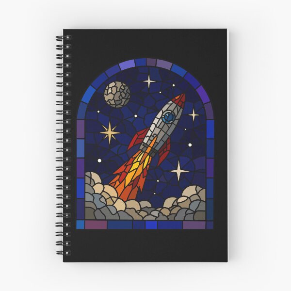 Item preview, Stained glass space scene rocket designed and sold by Sticker32123.