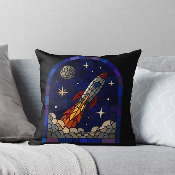 Item preview, Stained glass space scene rocket designed and sold by Sticker32123.