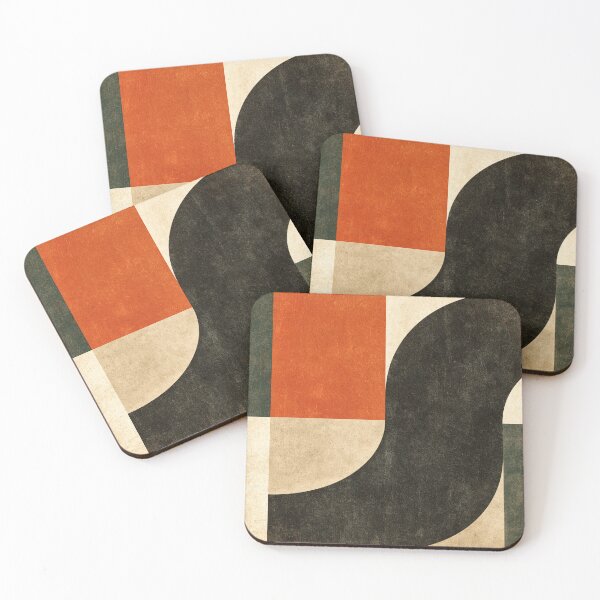 Item preview, Mid-Century Modern Bauhaus Geometric Shapes - Two Tone Earthy - Abstract Terracotta Retro Art designed and sold by GrinGalore.