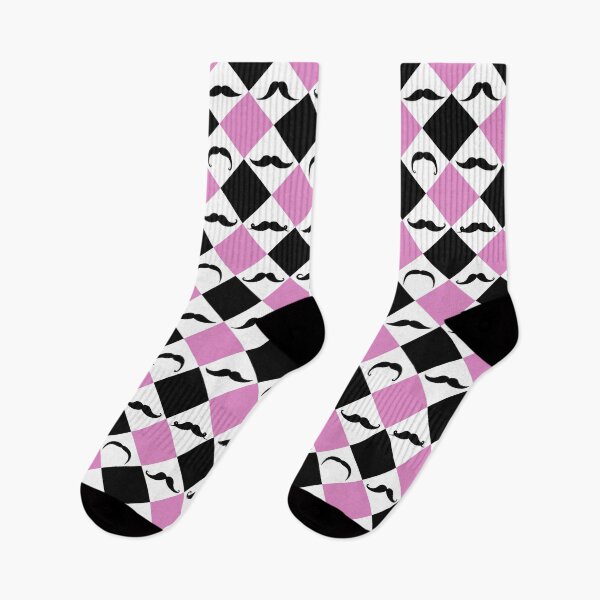 Item preview, Mustaches Rhombus Pattern Pink, Black and White designed and sold by Pinkdeer Designs.