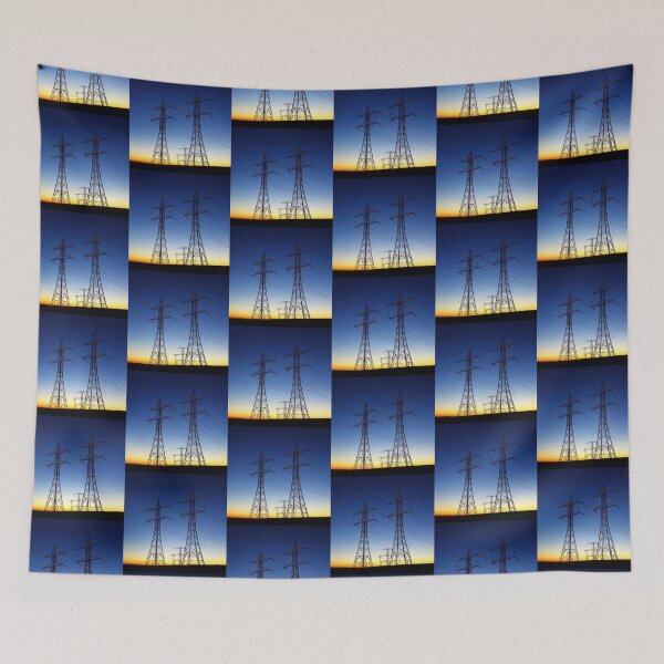 Item preview, Electricity Pylons Sunset Silhouette Art designed and sold by Pylon-Bureau.
