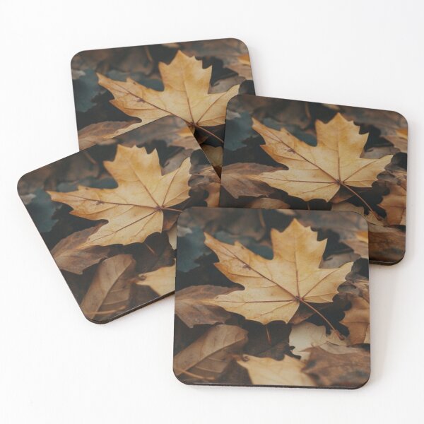 Item preview, Fallen Golden Maple Leaves — Moody Autumn Forest Ground Photography designed and sold by LYAN-STORE.