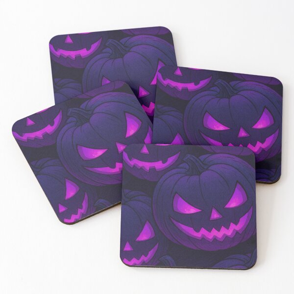 Item preview, Glowing Purple Jack O'Lanterns — Spooky Neon Halloween Pumpkin Pattern designed and sold by LYAN-STORE.