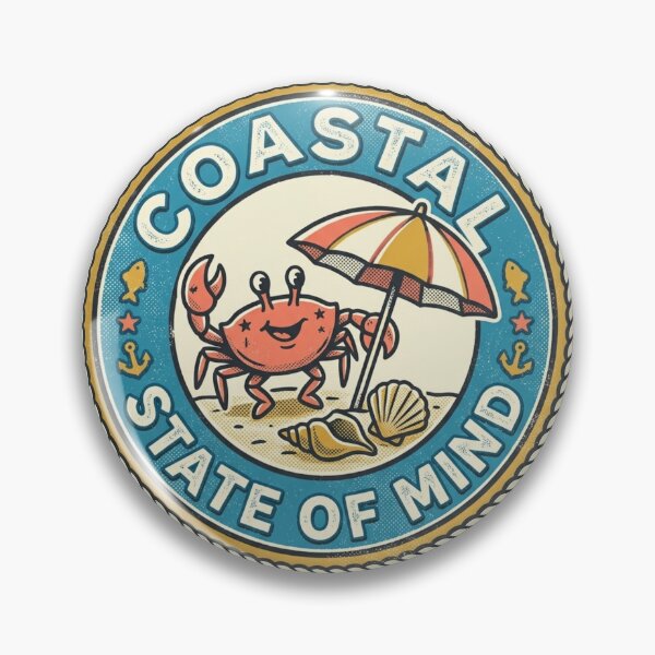Item preview, Coastal State of Mind – Vintage Crab Badge Design designed and sold by @SHINTOSARTSTORE.