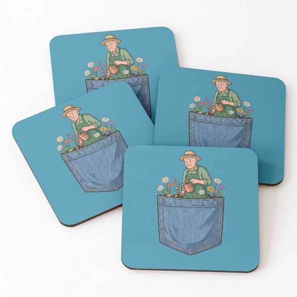 Item preview, Pocket Gardener Grandpa Watering Wildflowers Denim Jean Pocket Botanical Pop Art designed and sold by Rare By Hero.
