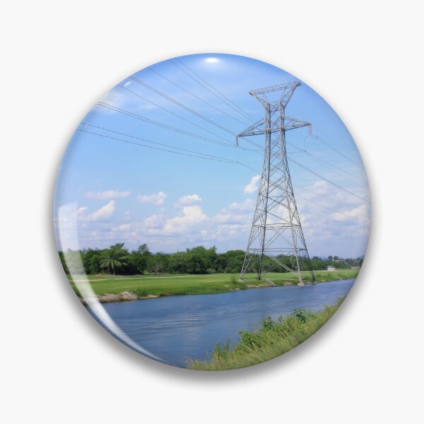 Item preview, Electricity Pylon River Landscape Art designed and sold by Pylon-Bureau.