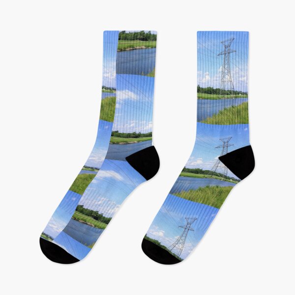 Item preview, Electricity Pylon River Landscape Art designed and sold by Pylon-Bureau.
