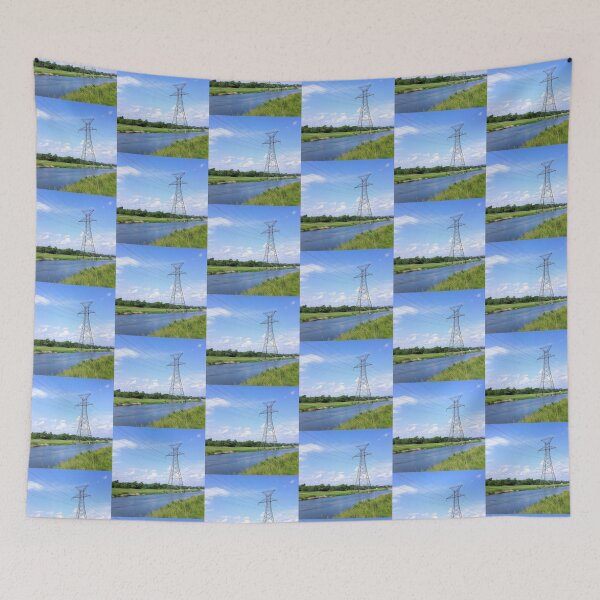 Item preview, Electricity Pylon River Landscape Art designed and sold by Pylon-Bureau.