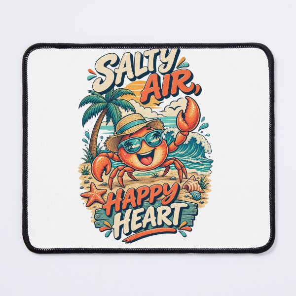 Item preview, Salty Air Happy Heart – Retro Beach Crab Illustration designed and sold by @SHINTOSARTSTORE.