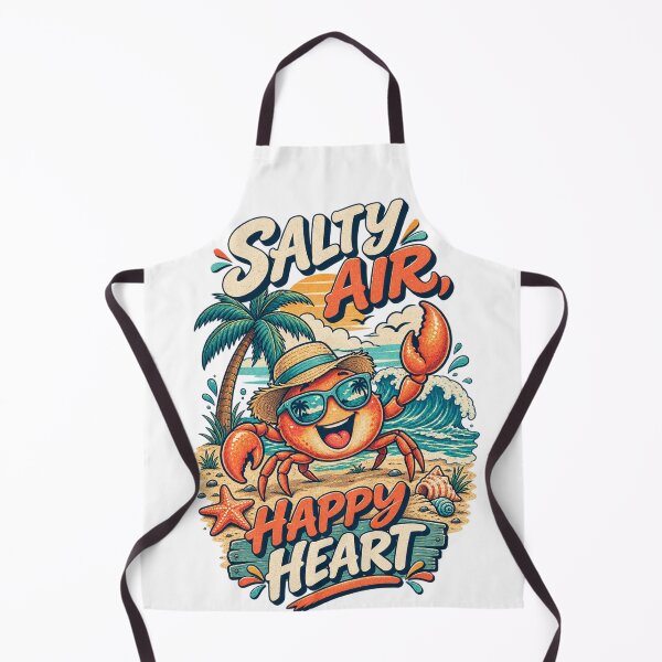 Item preview, Salty Air Happy Heart – Retro Beach Crab Illustration designed and sold by @SHINTOSARTSTORE.