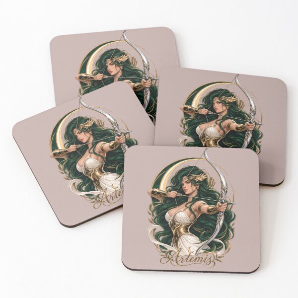 Item preview, Artemis Greek Goddess of the Hunt with Bow and Crescent Moon  designed and sold by MythicMood.
