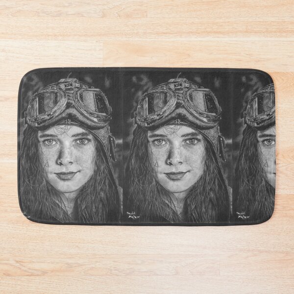 Item preview, Girl Aviator with Vintage Goggles — Hyperrealistic Graphite Drawing designed and sold by David Mateo ArtWorks.