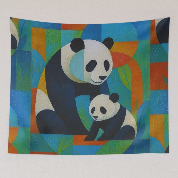 Item preview,  Panda with cub, a Geometric illustration. designed and sold by GalleryKauffeld.