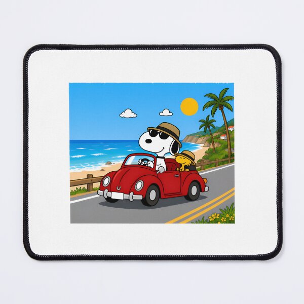 Item preview, Retro Red Car Fun: Cartoon Beagle & Bird Summer Road Trip | Limited Edition designed and sold by DodgerTheHunter.
