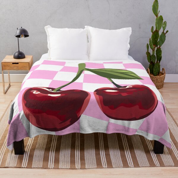 Item preview, Retro Cherries Pink Checkerboard Aesthetic designed and sold by jianina-alondra.