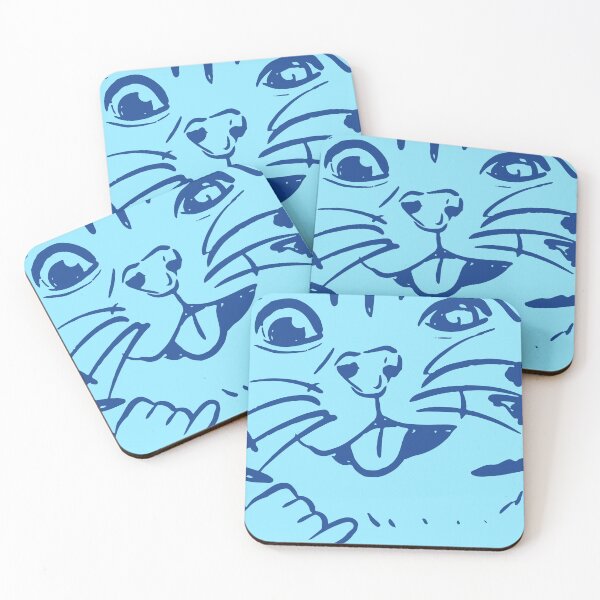 Item preview, Funny Blue Cat Face Illustration designed and sold by jianina-alondra.