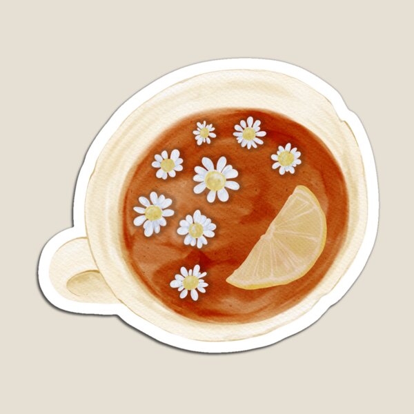 Item preview, Vintage Tea Cup with Daisies and Lemon Slice Watercolor designed and sold by Sagi Jane Art.