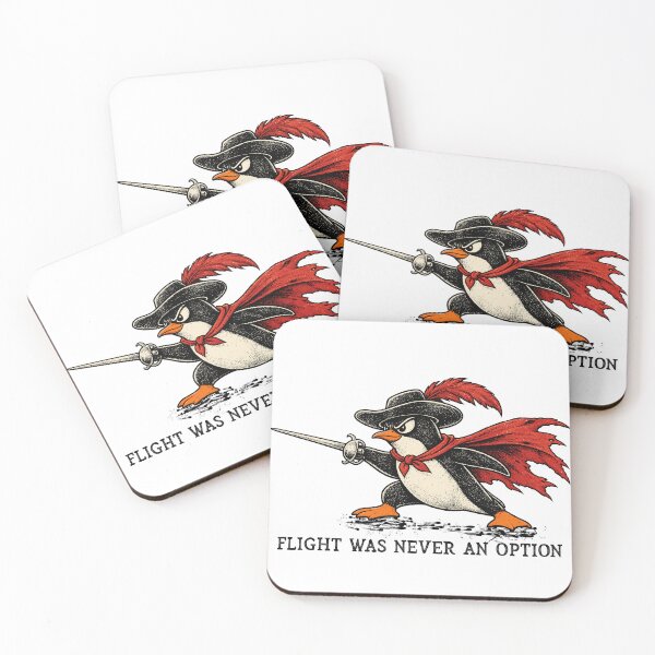 Item preview, Flight Was Never an Option, Funny Penguin With Sword Vintage Warrior Illustration designed and sold by TEEDESIGMSTUDIO.