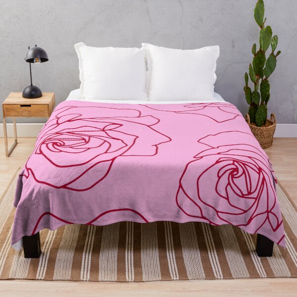 Item preview, Pink Rose Floral Line Art Pattern designed and sold by jianina-alondra.