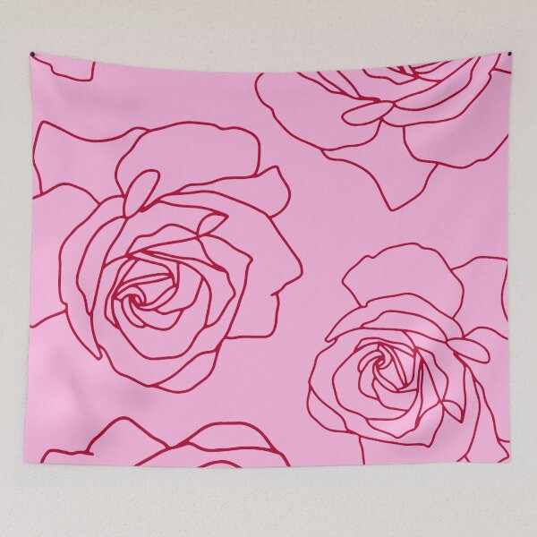 Item preview, Pink Rose Floral Line Art Pattern designed and sold by jianina-alondra.