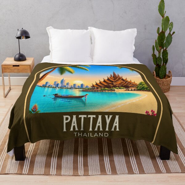 Item preview, Pattaya Vintage Travel Illustration designed and sold by HomeLivingCo.
