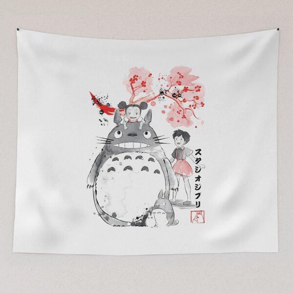 Aperçu de l'œuvre Mon Voisin Totoro - Illustration vintage d'anime japonais en fleurs de cerisier créée et vendue par neelydirt-r.