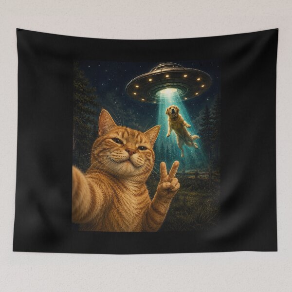 Item preview, Cat Selfie Alien UFO Dog designed and sold by CelidaBonde.