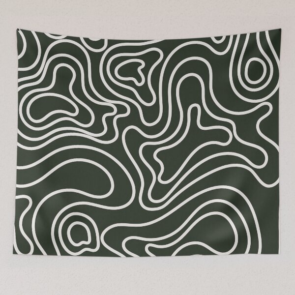 Item preview, Dark Green Groovy Wavy Line Pattern designed and sold by jianina-alondra.