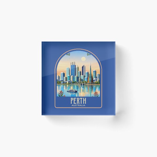 Item preview, Perth Vintage Travel Illustration designed and sold by HomeLivingCo.