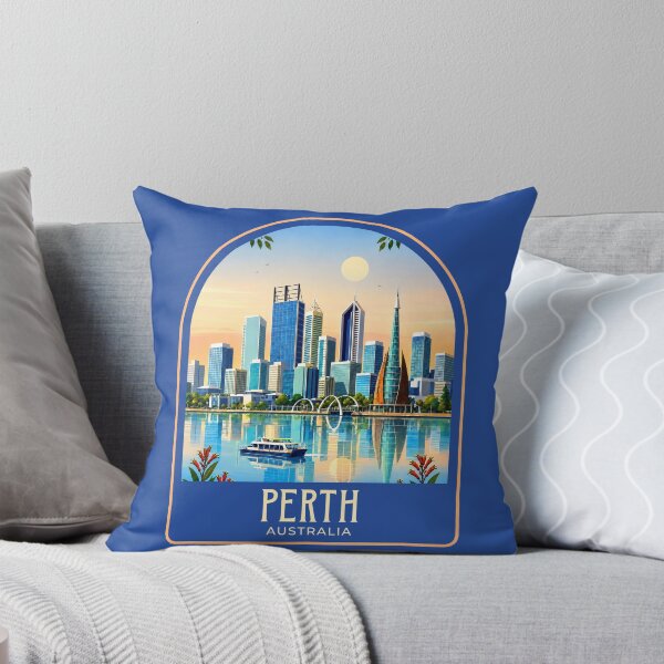 Item preview, Perth Vintage Travel Illustration designed and sold by HomeLivingCo.