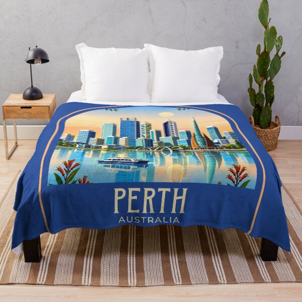 Item preview, Perth Vintage Travel Illustration designed and sold by HomeLivingCo.