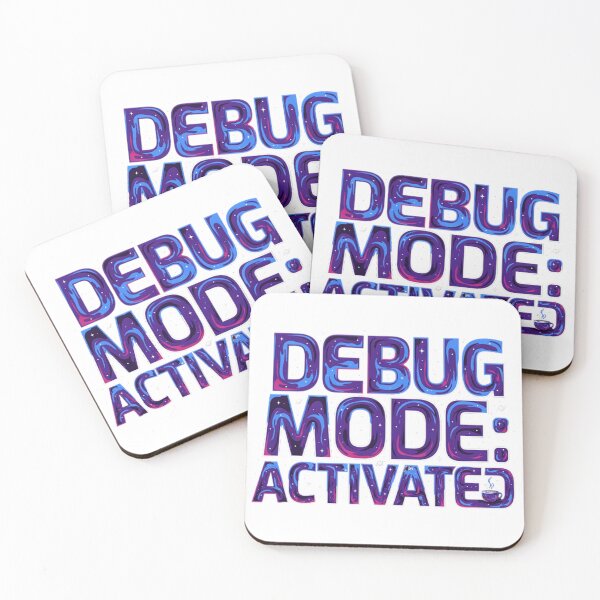Artikelvorschau, Debug-Modus aktiviert – Lustiger Programmierer-Kaffee-Aufkleber im kosmischen Galaxien-Design entworfen und verkauft von Barkashow.
