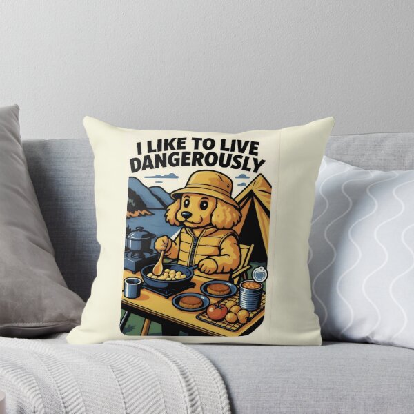 Item preview, I Like To Live Dangerously Funny Camping Dog designed and sold by AS94 Creative Designs.