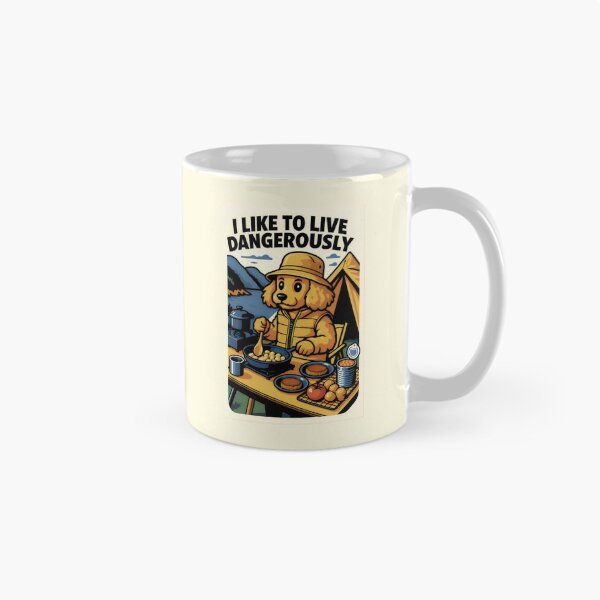 Item preview, I Like To Live Dangerously Funny Camping Dog designed and sold by AS94 Creative Designs.