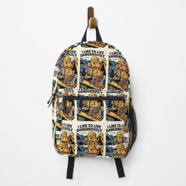 Item preview, I Like To Live Dangerously Funny Camping Dog designed and sold by AS94 Creative Designs.