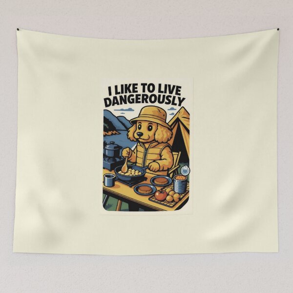 Item preview, I Like To Live Dangerously Funny Camping Dog designed and sold by AS94 Creative Designs.