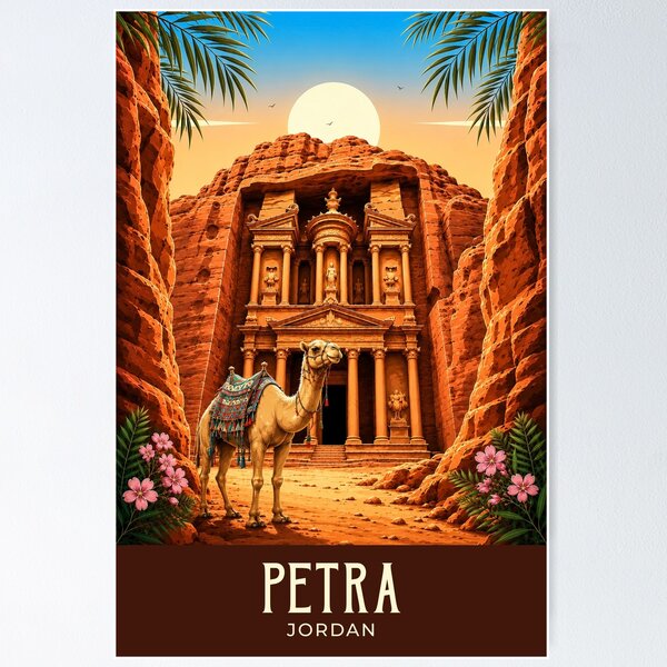 Item preview, Petra Vintage Travel Illustration designed and sold by HomeLivingCo.