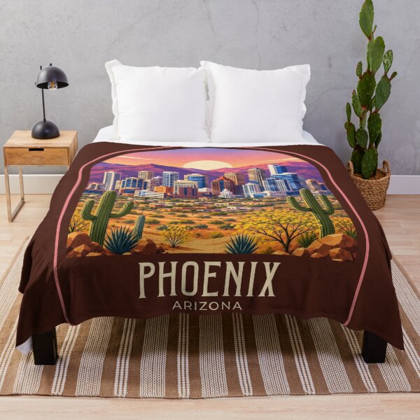 Item preview, Phoenix Vintage Travel Illustration designed and sold by HomeLivingCo.