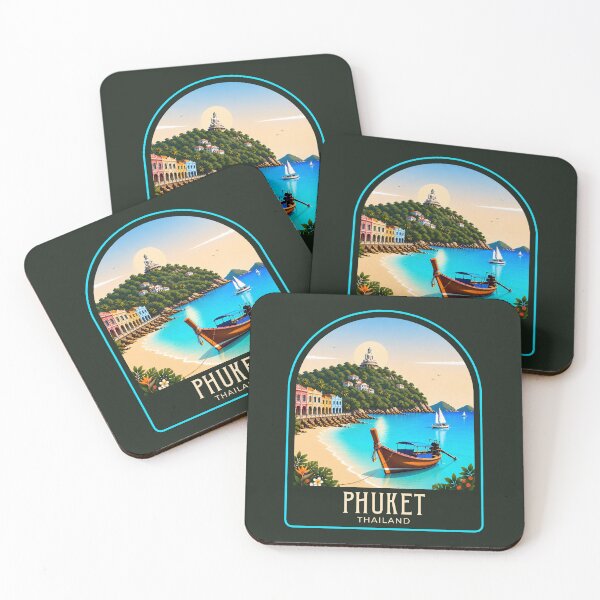 Artikelvorschau, Phuket Vintage Reiseillustration entworfen und verkauft von HomeLivingCo.