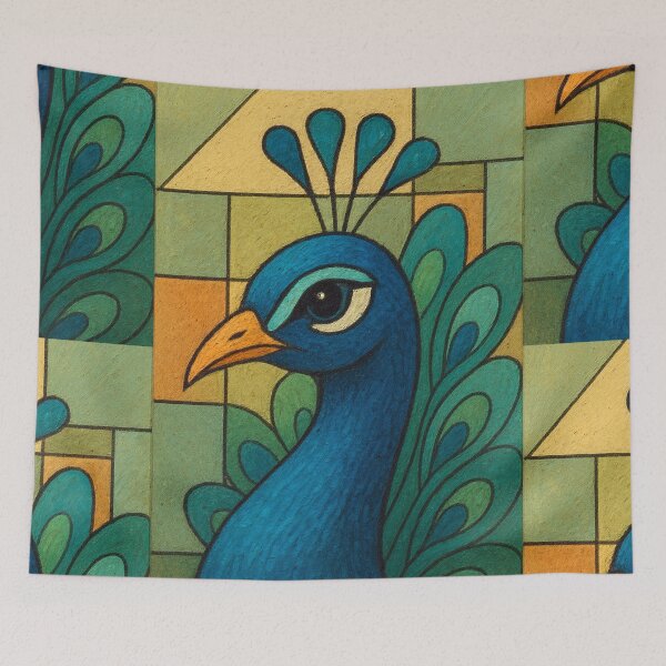 Item preview, Peacock a Colourful Geometric illustration. designed and sold by GalleryKauffeld.