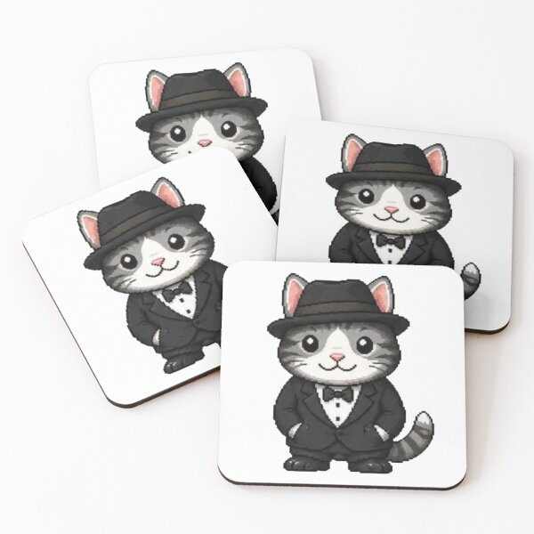 Item preview, Classy Pixel Cat – Funny Retro Kitty in Tuxedo designed and sold by Icareis-Studios.
