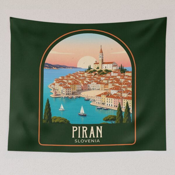 Artikelvorschau, Piran Vintage Reiseillustration entworfen und verkauft von HomeLivingCo.