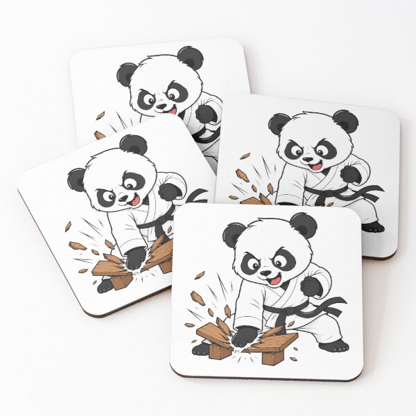 Item preview, Cute Kung Fu Panda Breaking Wooden Boards Cartoon Illustration designed and sold by Nubian Style.