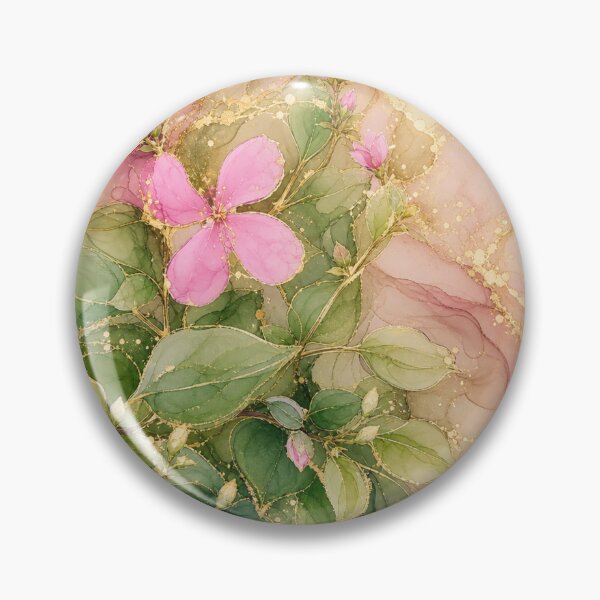 Item preview, Pink Melastoma and Gold Leaves Digital Watercolor designed and sold by AneissPiaf.