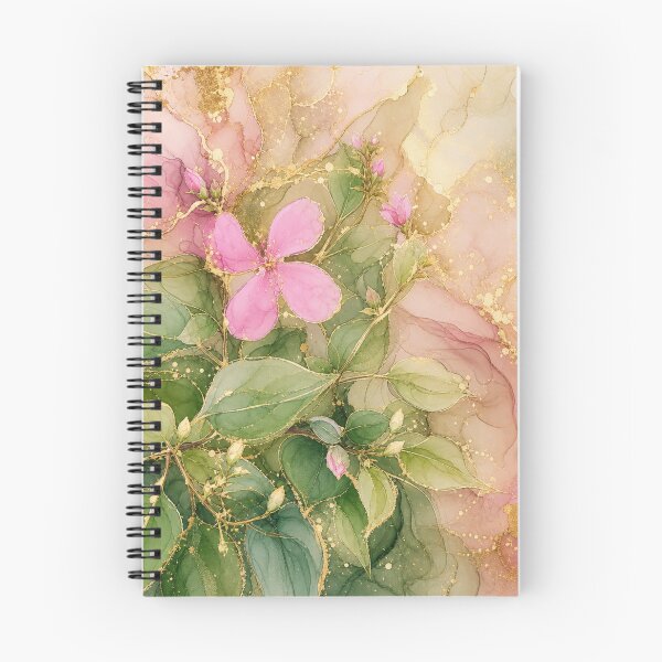 Item preview, Pink Melastoma and Gold Leaves Digital Watercolor designed and sold by AneissPiaf.