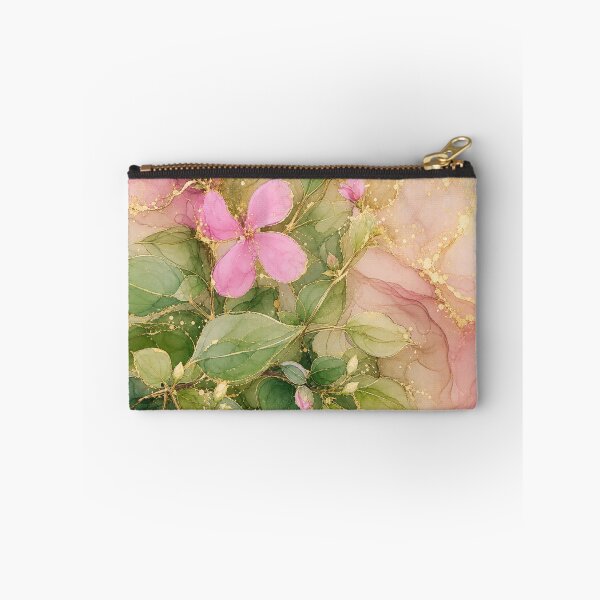 Item preview, Pink Melastoma and Gold Leaves Digital Watercolor designed and sold by AneissPiaf.