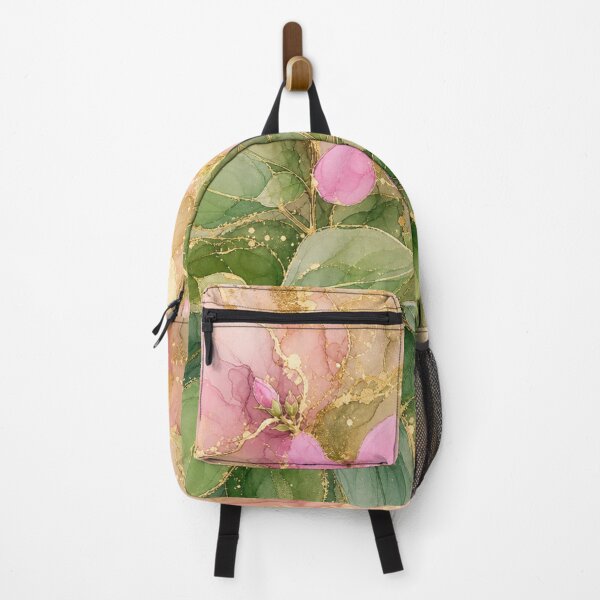 Item preview, Pink Melastoma and Gold Leaves Digital Watercolor designed and sold by AneissPiaf.